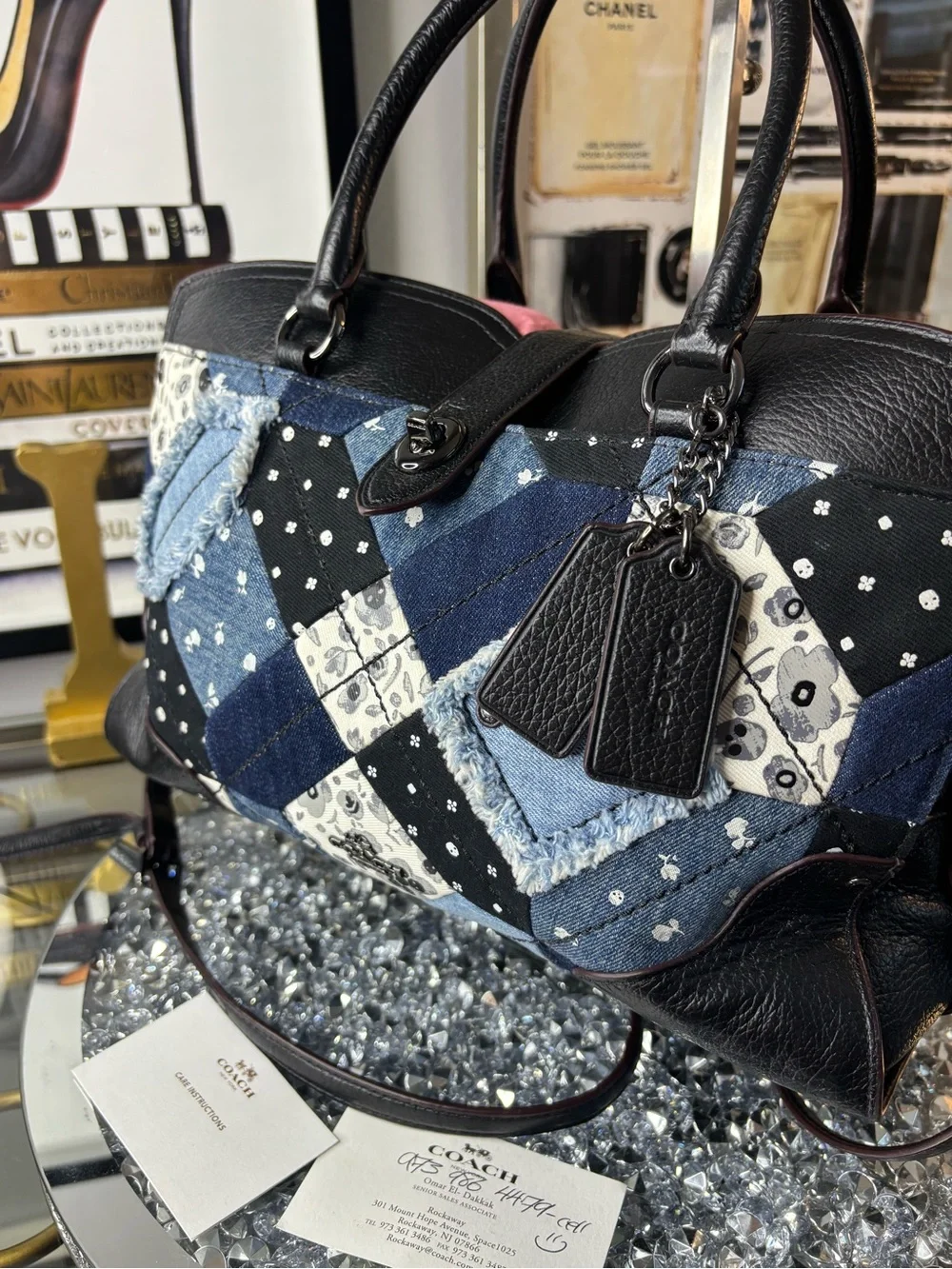 ***Current Carry***Coach Mercer Denim Patchwork Canyon Quilt Satchel